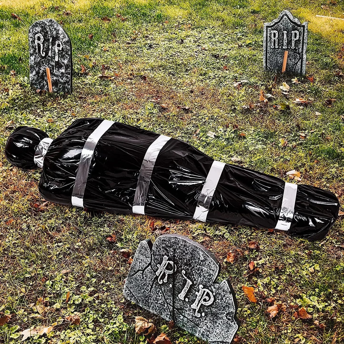 4Pcs 2024 Scary Fake Corpse Halloween Props Terrifying Fake Corpse Wrapped Corpse Atmosphere Decoration