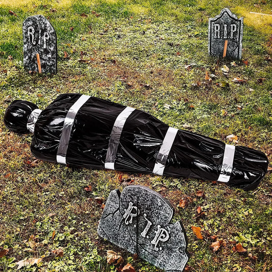 4Pcs 2024 Scary Fake Corpse Halloween Props Terrifying Fake Corpse Wrapped Corpse Atmosphere Decoration