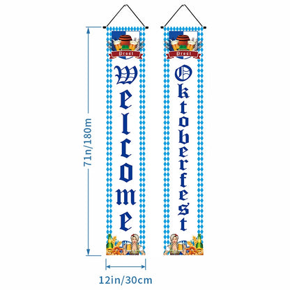 Beer Flag The Munich Oktoberfest Event Party Decorations Door Hanging Banner 1 Pair Tapestry Polyester Printed for Home Outdoor