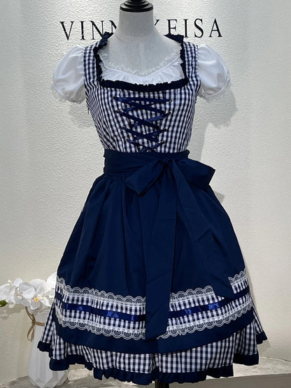 Traditional Oktoberfest Women Apron Floret Dirndl Dress German Beer Wench Dress Bavarian Traditional Oktoberfest Costume
