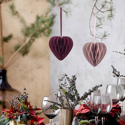 1/2Pcs Mini 3D Love Heart Paper Honeycomb Ball Garland Ornament for Valentine's Day Wedding Anniversary Party Decoration