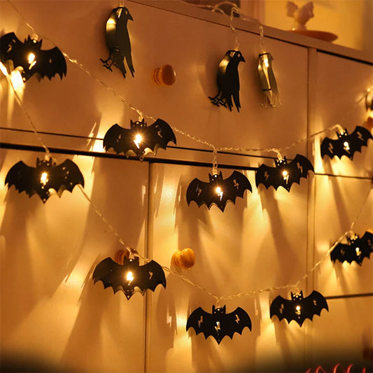 1.5m 10LED Halloween Crow Spider Bat LED String Lights Halloween Party Decorations Home Bar Light Supplies Haunted House Props