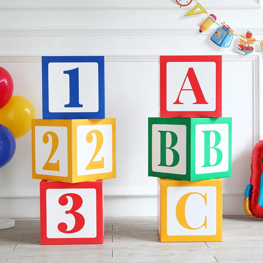 3pcs Back To School ABC Letter 123 Balloon Boxes Birthday Baby Shower Kindergarten Rainbow Happy Graduation Party Supplies