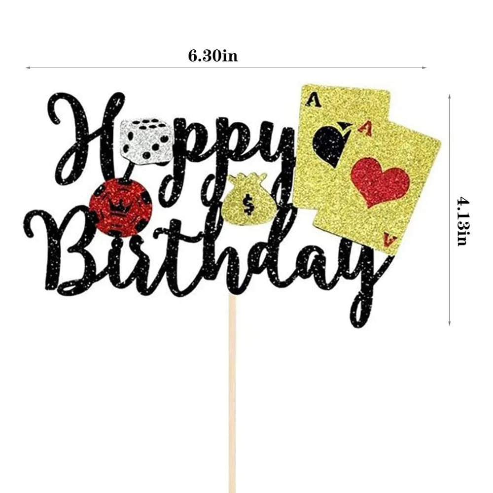 Casino Theme Cake Decoration Poker Pattern Cupcake Topper Adult Casino Poker Birthday Party Decoration Supplies