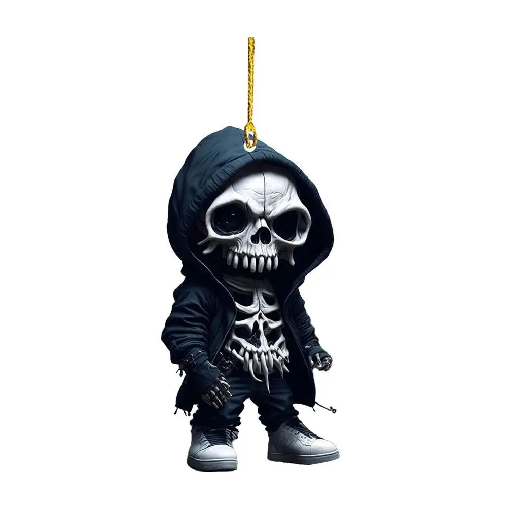 Hangings Decor Skeleton Car Mirror Dangle Acrylic Spooky Swing Pendant Halloween Car Rearview Mirror Hangings