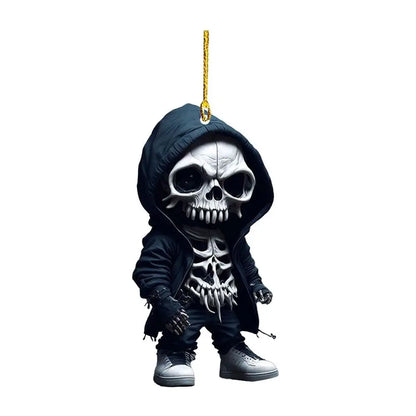 Hangings Decor Skeleton Car Mirror Dangle Acrylic Spooky Swing Pendant Halloween Car Rearview Mirror Hangings