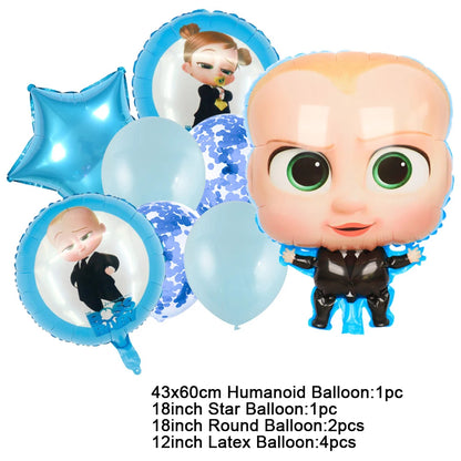 Cartoon Boss-Boys-Girls Theme Newborn 1st Birthday Party Decor Disposable Tableware Backdrop Balloons Baby Shower For Kids Gifts