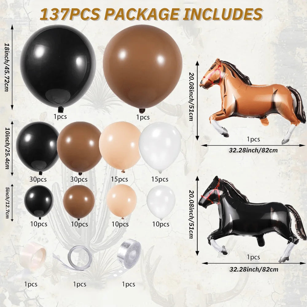 137pcs Western Cowboythemed Balloon Arch Kit for Rodeo,farm Parties,Western Birthday Parties and General Celebration Decorations