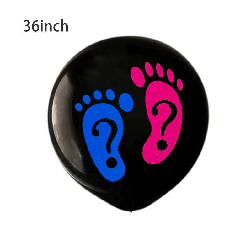 Boy or Girl Gender Reveal Party Decoration 36'' Giant Black Latex Balloon Blue Pink Confetti Baby Shower Globos Supplies