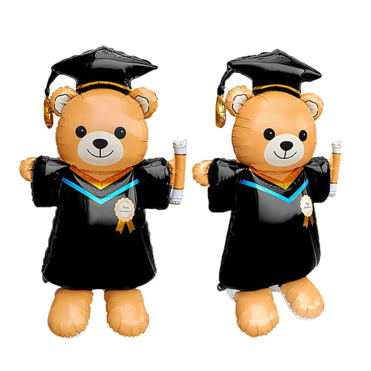 1pc 60inch Standing Graduation Bear Aluminum Film Balloon, Graduation Party Balloon Perfect For School Events And Campus Decorat