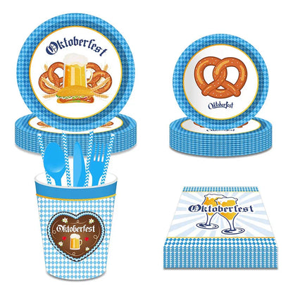 Oktoberfest Theme Party Carnival Decor Disposable Tableware Paper Plates Cup Balloons Fireworks Gun Toys Birthday Party Supplies