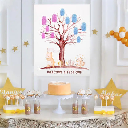 Gender Reveal Tree Gender Reveal Guest Book Party Fingerprint Tree Sign Baby Shower Guest Book Gender Reveal Coated Paper Decor