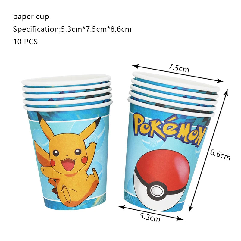 Pokemon Birthday Party Decoration New Lightning Pikachu Balloon For Kids Event Supplies Disposable Tableware Banner Backdrop