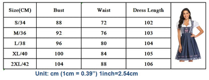 S-4XL Womens German Oktoberfest Beer Girl Costume Bavarian Traditional Beer Dirndl Dress With Apron