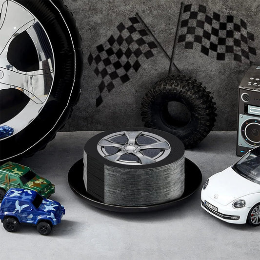 Tire Napkins Race Car Napkin Wheel Paper Napkin Car Party Decor Race Car Party Supplies for Birthday Baby Shower Birthday Party