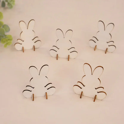 5/10/20Pcs Wooden Easter Rabbit Ornaments Kids Handmade DIY Painting Toy Gift Happy Easter Party Home Decoration Supplies 2025