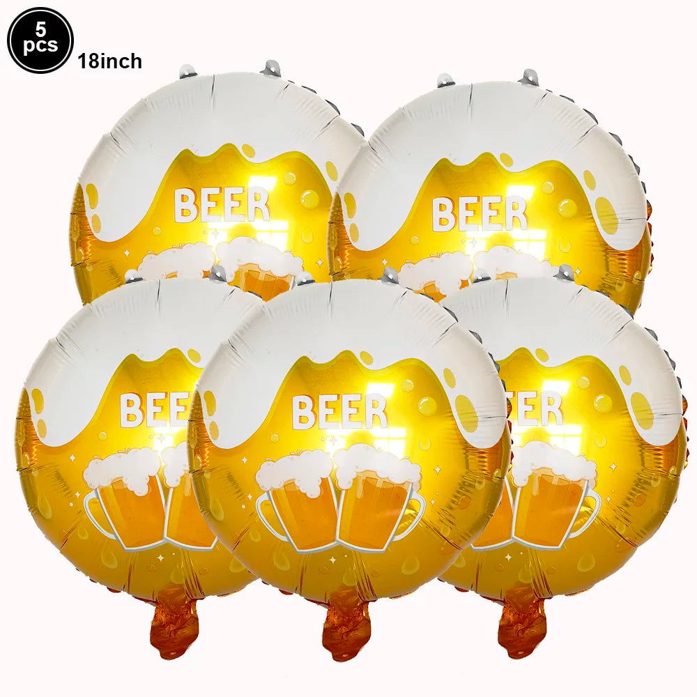 Beers Happy Birthday Party Banner Beer Cups Balloon Cheers Cake Topper Decorations Men Beer Birthday Bachelorette Party Supplies