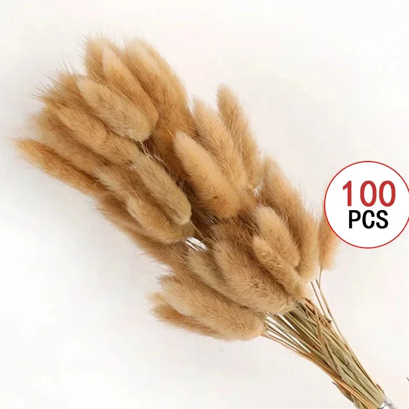 165PCS Pampas Grass Dried Flowers Boho Farmhouse Country Wedding Home Room Decor Bouquet Bunny Tail Grass DIY Artificial Flowers