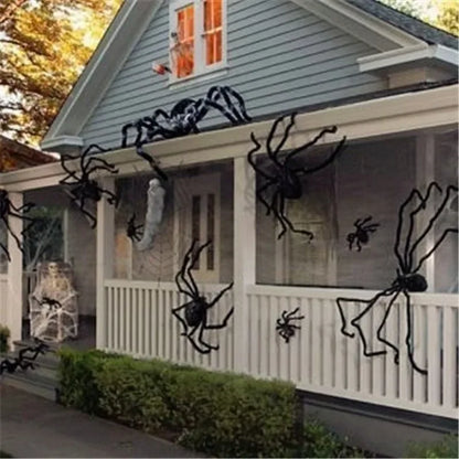 Giant Spider Huge Spider Web Halloween Decoration Props Haunted Indoor Outdoor Spooky Plush Large Araneid Prank Trick Supplies