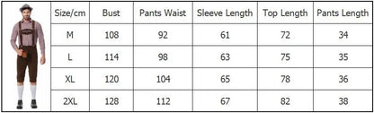 Three-Piece Set Oktoberfest Lederhosen Costume for Men Bavarian German Beer Festivals Suspenders Shirt Hat Male Cosplay Costumes