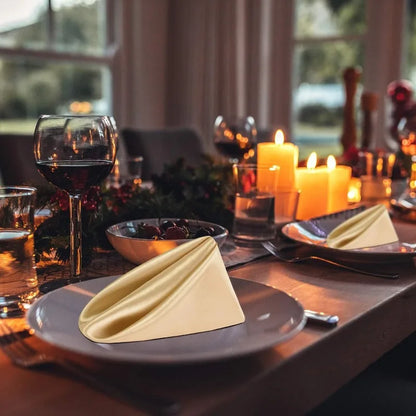 100PCS 30*30cm Satin Napkin Square Washable Soft Smooth Fabric Table Napkin for Wedding Banquet Party Hotel Restaurant Decor