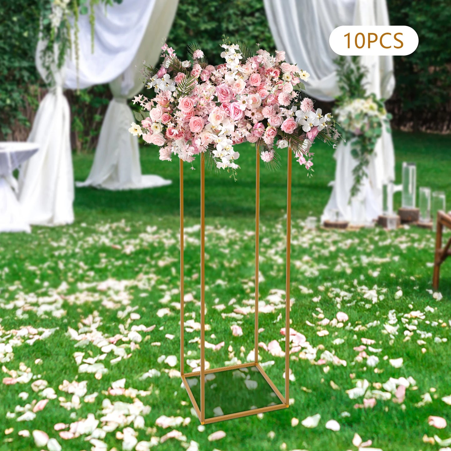 10Pcs/4Pcs Metal Golden Rectangular Frame Backdrop Wedding Rack Arch For Birthday Party Backdrop Wedding DLY Decor