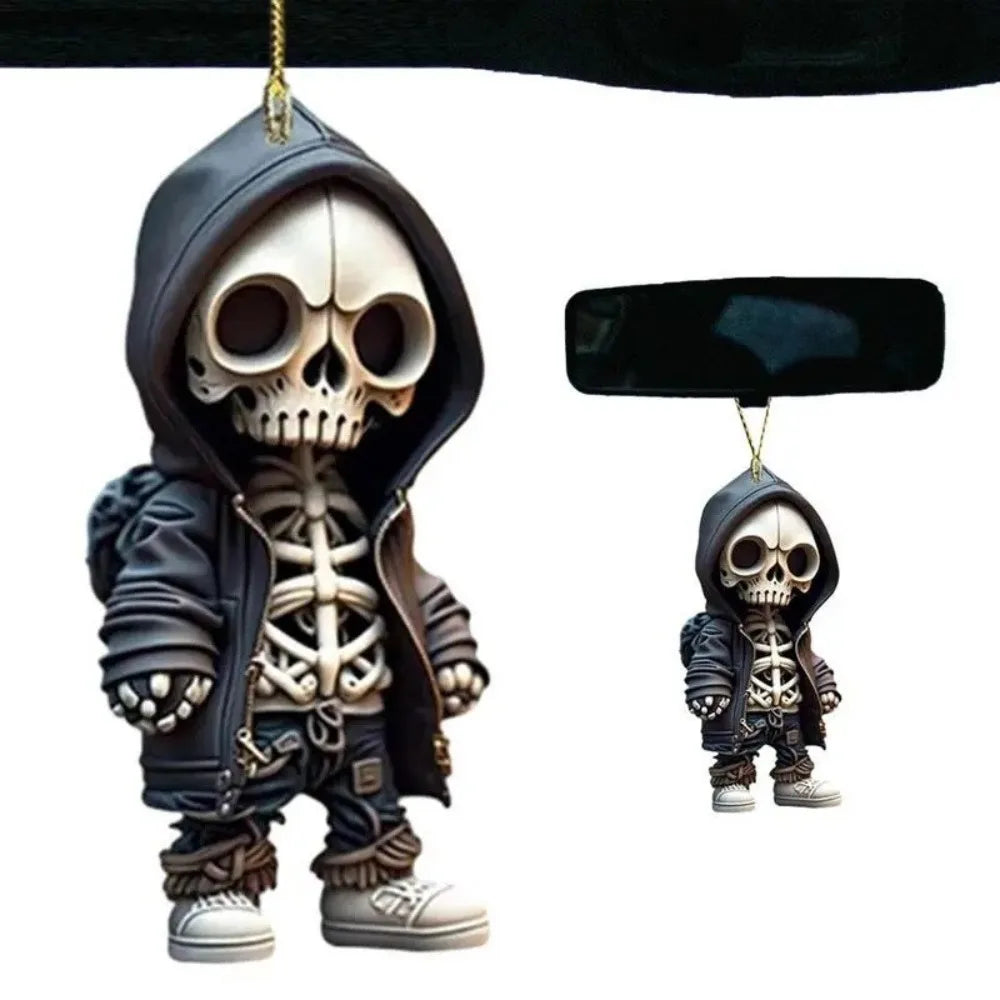 Hangings Decor Skeleton Car Mirror Dangle Acrylic Spooky Swing Pendant Halloween Car Rearview Mirror Hangings