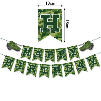 Camouflage Birthday Party Tank Cake Topper Happy Birthday Sign Cake Decor Soldier Camouflage Army Military Birthday Party Decors