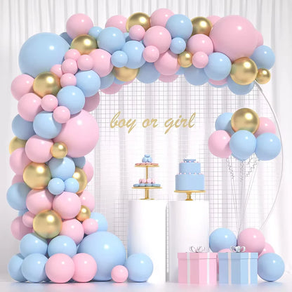 106Pcs Blue Pink Balloons Garland Kit Gender Reveal Balloon Arch Decor Boy or Girl Baby Shower Birthday Party Decorations Globos