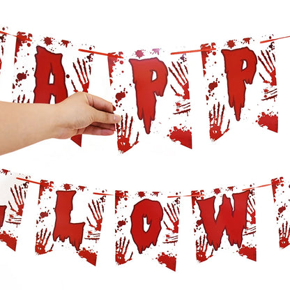Halloween Blood Banner Paper Garland Scary Eyeball Skull Spiral Hanging Flag Halloween Party Decoration Home Haunted House Decor