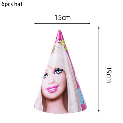 MINISO Barbie Birthday Party Decorations Tableware Paper Cups Plates Napkins Balloons Banner Backdrop Pink Baby Shower Supplies