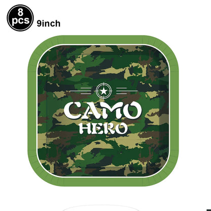 Camouflage Birthday Party Tank Cake Topper Happy Birthday Sign Cake Decor Soldier Camouflage Army Military Birthday Party Decors