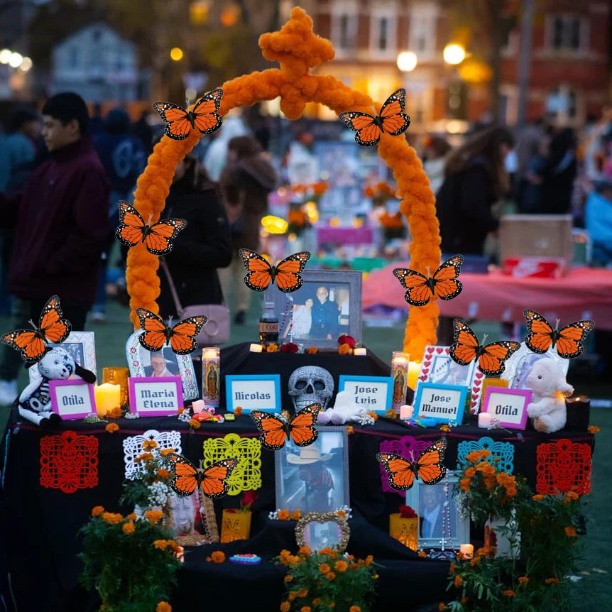 14~380pcs Day of the Dead Marigold Flower Garland Decorations Dia De Los Muertos ofrenda Altar with Monarch Butterfly Mexican