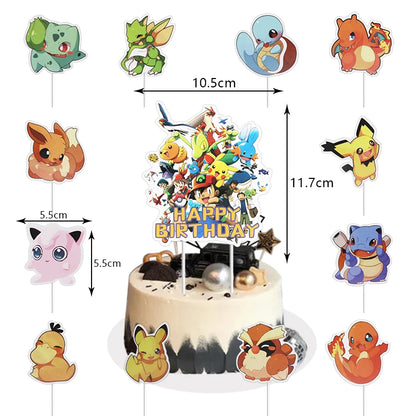 Pokemon Birthday Party Decoration New Lightning Pikachu Balloon For Kids Event Supplies Disposable Tableware Banner Backdrop