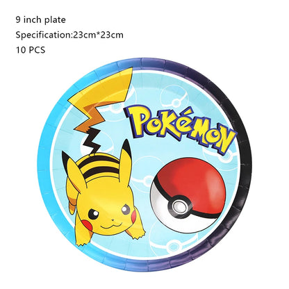 Pokemon Birthday Party Decoration New Lightning Pikachu Balloon For Kids Event Supplies Disposable Tableware Banner Backdrop