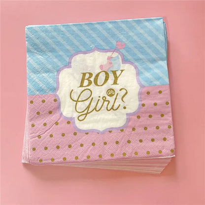 Pink Blue Boy Or Girl Gender Reveal Baby Shower Party Disposable Tableware Paper Plates Cups Decoration