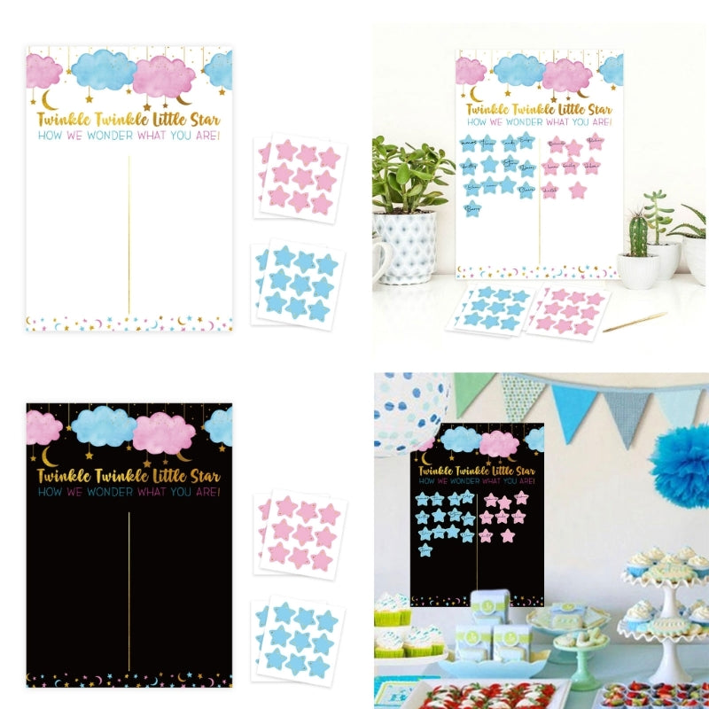 Boy or Girl Gender Reveal Game Cloud Poster with Voting Stickers Gender Baby Gender Prediction Decoration Baby Shower
