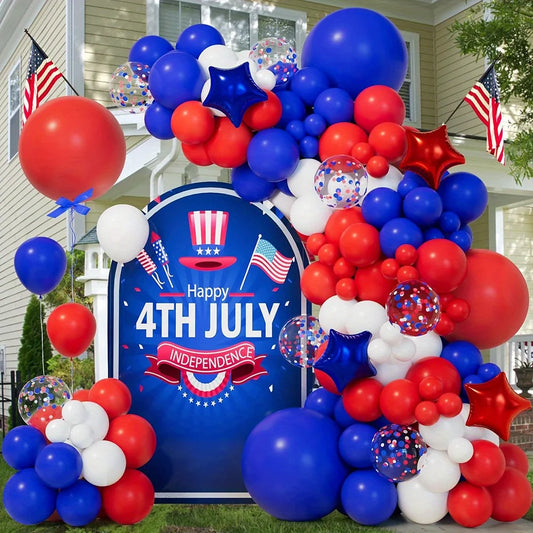 140PCS Independence Day Balloon Garland Arch Kit, Fourth of July, Birthday Party, Anniversary, Indoor and Outdoor Decorations