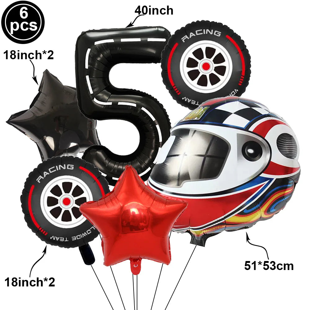 Race Car 2nd Birthday Decorations Tableware Paper Plates Cups Large Racing Car Balloons Kids Two Fast Birthday Party Supplies
