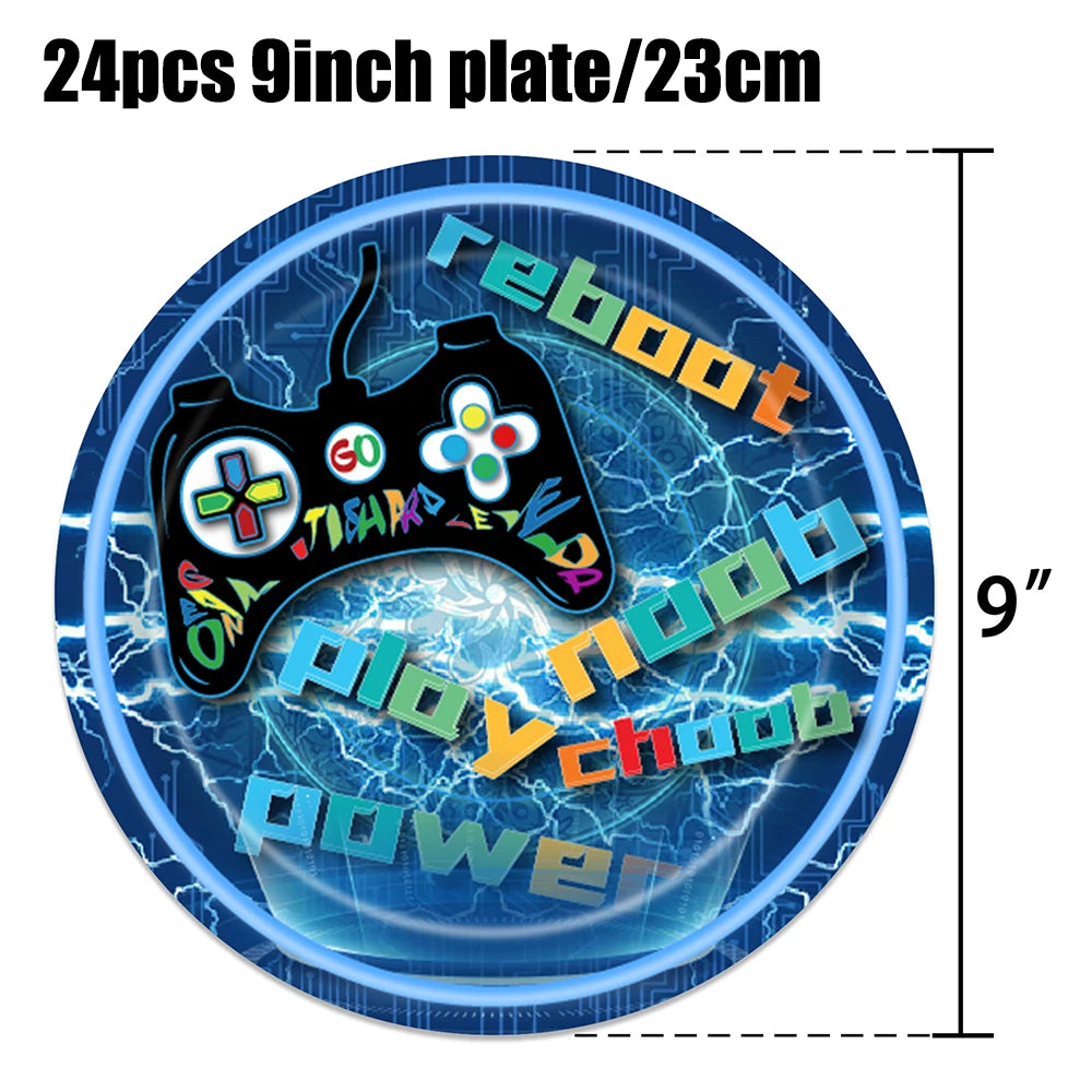 Video Game Birthday Party Decoration Video Game Happy Birthday Paper Plates Cups Napinks Tablecloth Background Balloons Supplies