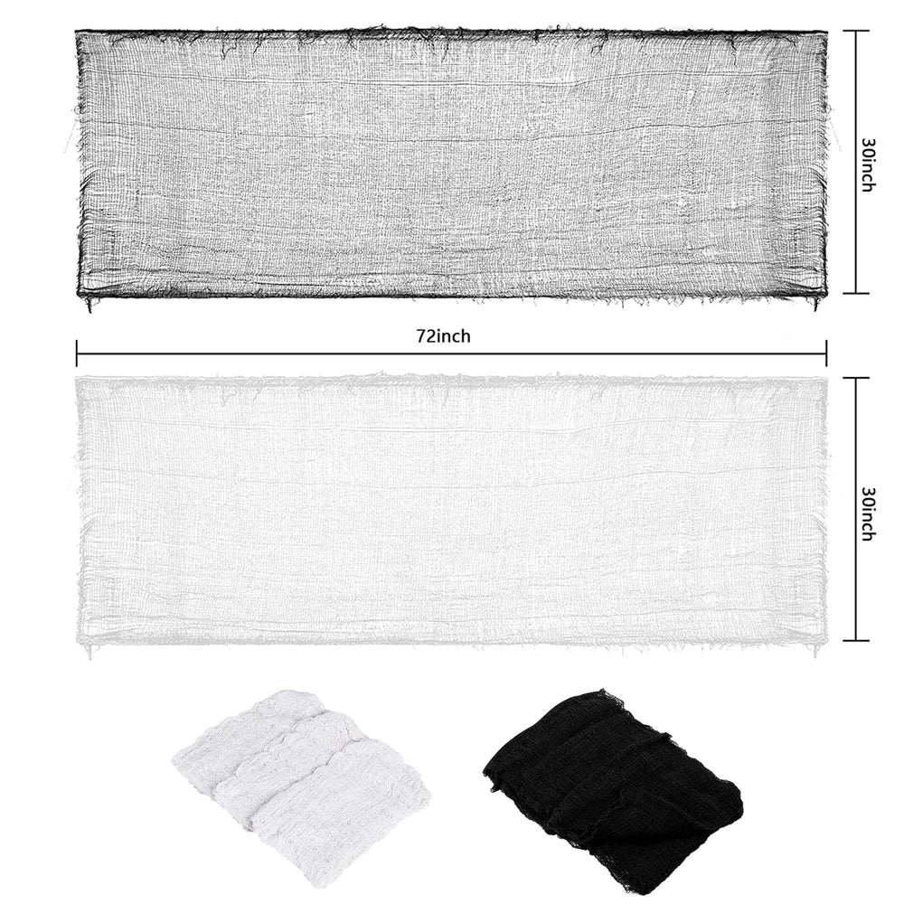 Creepy Cloth Spooky Halloween Decoration White Black Gauze Window Door Cover Scary Party Horror House Props Hallow Home Supplies