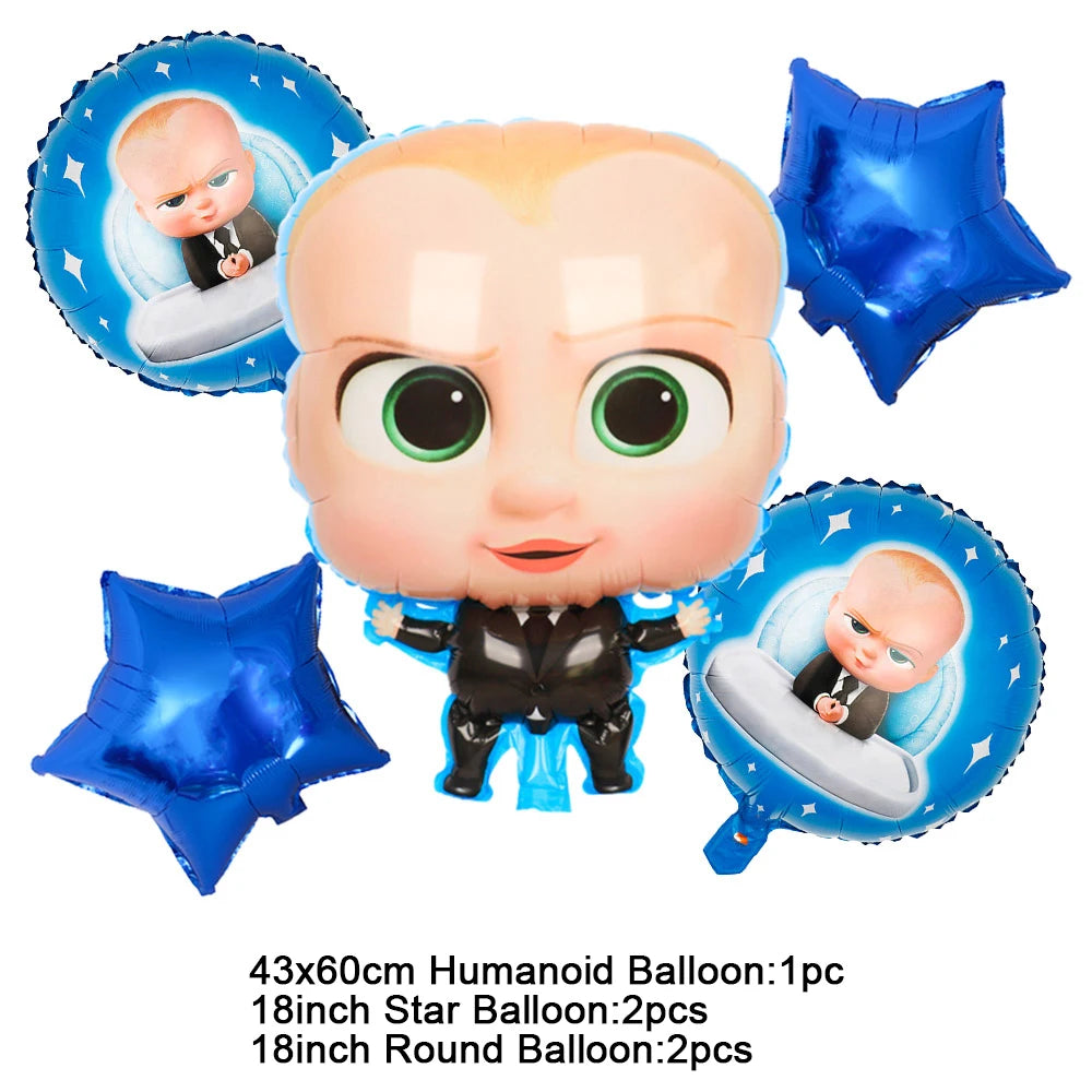 Cartoon Boss-Boys-Girls Theme Newborn 1st Birthday Party Decor Disposable Tableware Backdrop Balloons Baby Shower For Kids Gifts