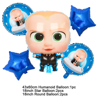 Cartoon Boss-Boys-Girls Theme Newborn 1st Birthday Party Decor Disposable Tableware Backdrop Balloons Baby Shower For Kids Gifts