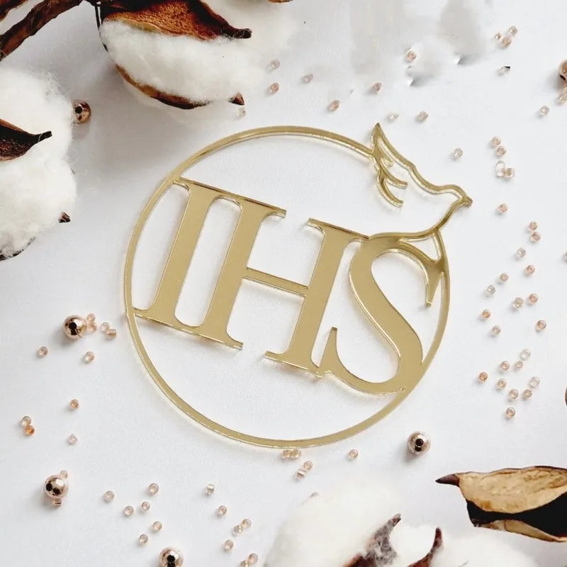 IHS Baptism First Communion Cake Decorations Christening Peace Dove Cake Topper for Communion Party Supplies Cake Decorations