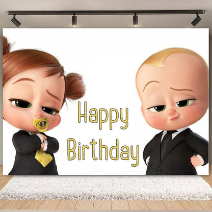 Cartoon Boss-Boys-Girls Theme Newborn 1st Birthday Party Decor Disposable Tableware Backdrop Balloons Baby Shower For Kids Gifts