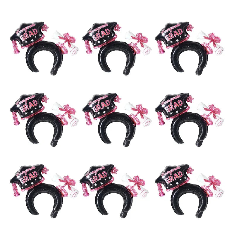 10/30/50-Piece Set New Black Graduation Cap Headband Balloon Set Inflatable 2025 Graduation Season Party Decorations