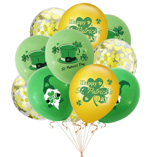 10Pcs Green St. Patrick's Day Balloons Latex Ballons St. Patrick’s Day Theme Party Decorations Irish Festival Party Air Globos
