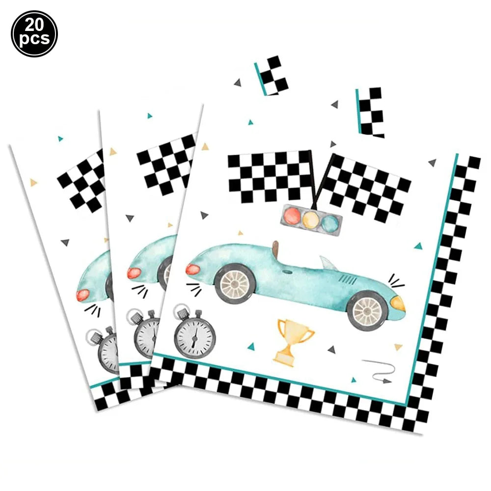 Race Car 2nd Birthday Decorations Tableware Paper Plates Cups Large Racing Car Balloons Kids Two Fast Birthday Party Supplies