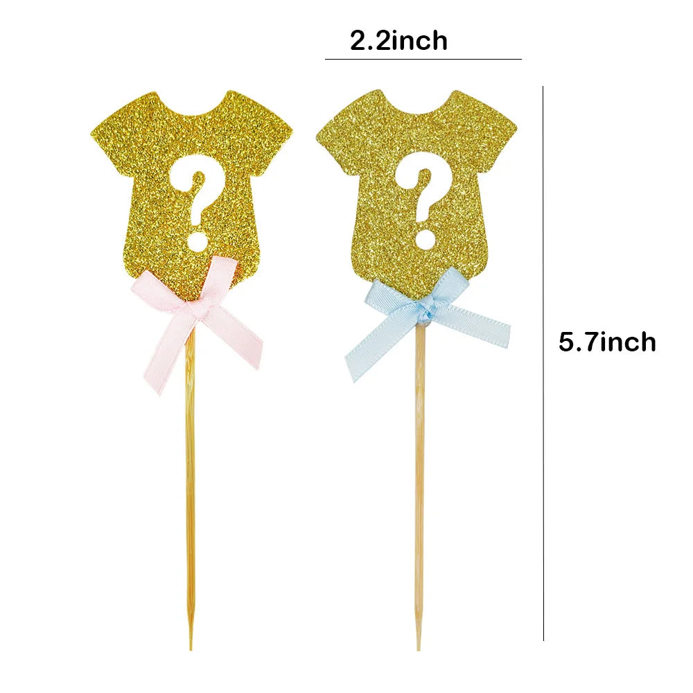 Gender Reveal Cake Topper He Or She Boy Or Girl Cake Flags Baby Birthday Party Cake Decor DIY Baby Shower Cupcake Toppers