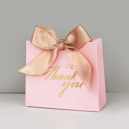 5/10pcs Thank You Candy Box With Ribbon Small Gift Packing Bag For Christmas Wedding Baby Shower Birthday Party gift for guests